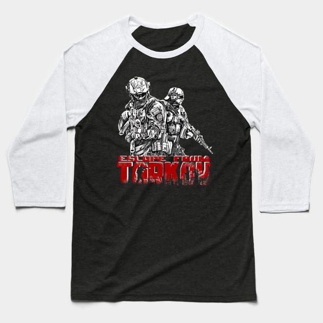 Escape From Tarkov Red Baseball T-Shirt by tortoiseman